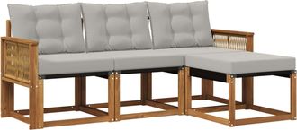 vidaXL Conjunto De Sof&aacute;s De Exterior 4 Uds. Natural Y Gris Claro Vidaxl