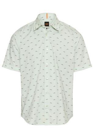 Boss Orange by Hugo Boss Kurzarmhemd BOSS ORANGE Rash, Herren, Gr. L, N-Gr, open blau474, Web, Obermaterial: 100% Baumwolle, unifarben, regular fit, hoch geschlossener Ausschn