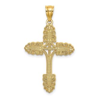 Diamond2Deal 14k Yellow Gold Beaded Cross Charm Pendant