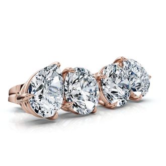 Pompeii3 1 1/3Ct Pear and Round Toi et Moi Diamond Earrings 14k Gold Lab Grown