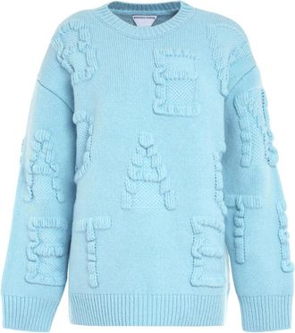 Bottega Veneta Wollen Crew-neck Sweater - Dames - Ronde hals truien - Blauw - S - Wol - Truien & Vesten