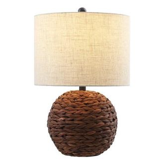 Jonathan Y Designs Camilo 21.5 Modern Coastal Woven Rattan Globe LED Table Lamp in Dark Brown at Nordstrom