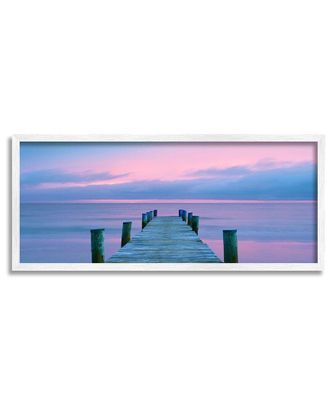 Stupell Industries Vivid Sunset Ocean Dock Horizon Framed Giclee Wall Art By Jack Reed