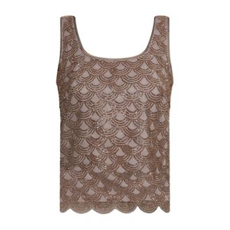 Rotate ROTATE Birger Christensen, Sleeveless Tops, female, Brown, Size: XS Sequin Top