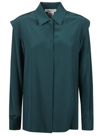 Max Mara Bottle Green Regular Solid Shirt