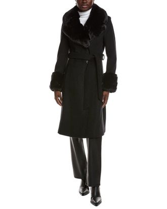 Via Spiga Belted Wool-Blend Coat