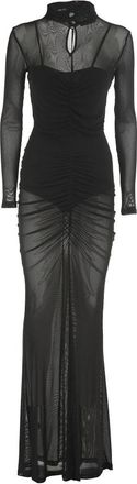 Actualee Zwarte Gedrapeerde Jurk - Dames - Maxi kleedjes - Zwart - S - Polyester - Kleedjes