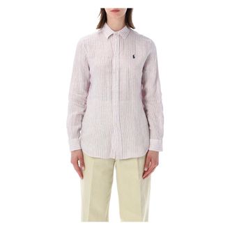 Polo Ralph Lauren Shirts, female, Pink, Size: L Classic Linen Shirt