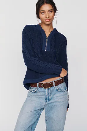 Pilcro 100% Cotton Cable-Knit Hoodie
