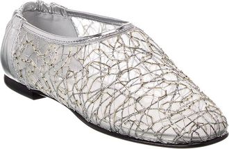 SIMKHAI Eden Metallic Lace Mesh & Leather Ballet Flat