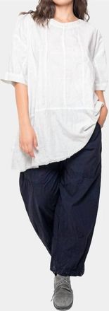 Baci Ribbed Mixed Material Tunic In Ice