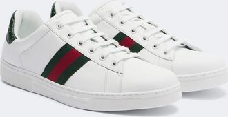 Gucci Gucci Ace Web Stripe leather sneakers
