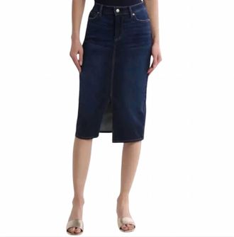 7 For All Mankind Easy Pencil Denim Skirt In Dark Indigo