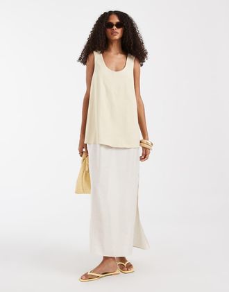 Asos Vestito midi a colonna a doppio strato bianco