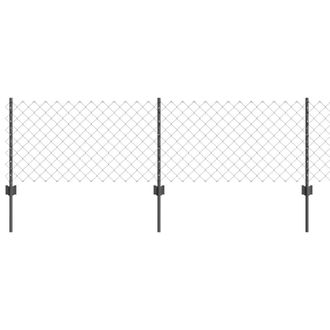 Berkfield Home Chain Link Fence with 22 U Posts Grey 0.6x25 m Steel