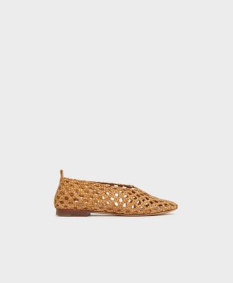 Mansur Gavriel Womens Woven Ballerina Flats In Natural