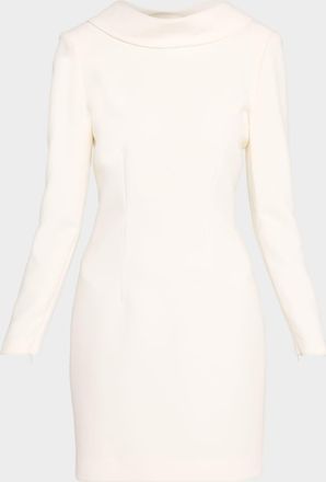 Roland Mouret Extended Boat Neck Long-Sleeve Mini Dress