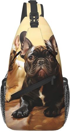 Generic Cute French Bulldog Graphics Cross Body Bag Adjustable Sling Bag Trendy Sling Backpack For Casual Traveling Shopping