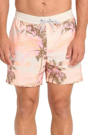 Billabong Good Times Palm Tree Swim Trunks in Pale Peach at Nordstrom, Size Medium