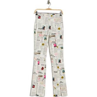 Desigual Newspaper Print Pants in White at Nordstrom Rack, Size X-Small