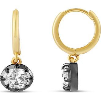 SHYMI Prong-Set Oval Cubic Zirconia Drop Earrings in Gold/black at Nordstrom