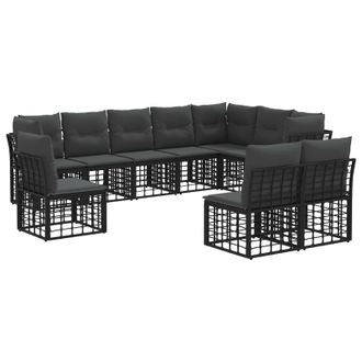 vidaXL Conjunto De Sof&aacute;s De Exterior Negro Poli&eacute;ster Vidaxl