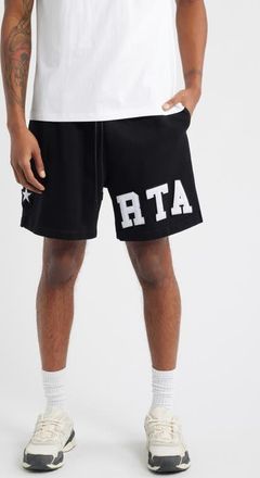 Rta Owen Cotton Drawstring Sweat Shorts in Black Collegiate at Nordstrom, Size Xx-Large
