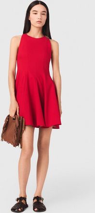 Maje Short Flared Linen-blend Dress - Red - Maje