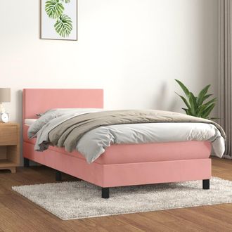 vidaXL Cama Box Spring Con Colch&oacute;n Terciopelo Rosa 90x200 Cm Vidaxl