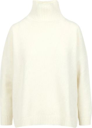 Max Mara Geribbelde coltrui - Dames - Coltruien - Beige - XS - Wol - Truien & Vesten