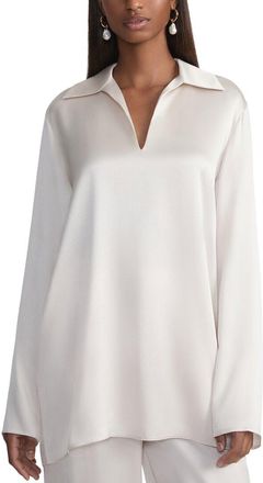 Lafayette 148 New York Split Collar Popover Blouse