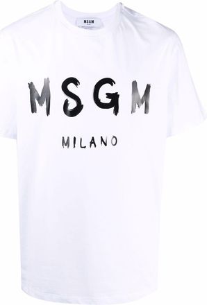Msgm T-Shirt In Cotone Con Logo Pennellato-Uomo