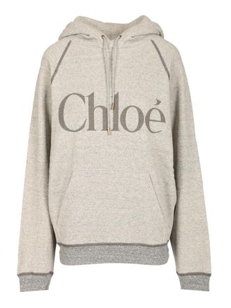 Chloé Oversized Logo Hoodie Sweatshirts Grey-Donna