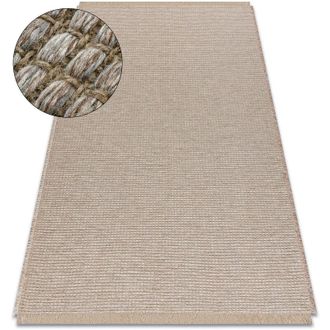 RugsX Rugsx - Alfombra Jute 3652 Beige / Rayas Uniforme - Yute, Tejido Plano, Flecos Beige 160x220 Cm