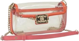Chanel Pre-owned Cross Body Bags, female, Pink, Size: ONE SIZE Pre-owned Vintage Clear Vinyl Shoulder Bag