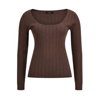 Marciano Zoe Scoop Neck Sweater Top - Dames - Ronde hals truien - Bruin - L - Truien & Vesten