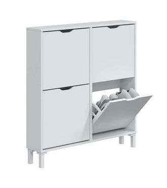 Home Heavenly Home Heavenly - Zapatero Aury De 4 Puertas, Zapatero Estrecho De 17 Cm Para 8 Pares, 95x90x17 Cm. Color: Blanco