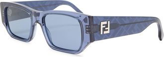 Fendi Rectangle-frame Sunglasses - Blue Dark - One Size