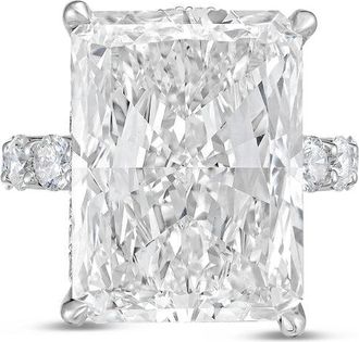 Diana M. Jewels 14kt white gold 4ct lab grown Radiant Diamond Ring with Pav&eacute; Round Band