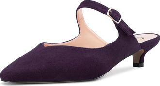 Castamere Women Low Kitten Heel Square Toe Slip-on Sandals Party Classic 3 CM Heels Purple A 8.5 UK