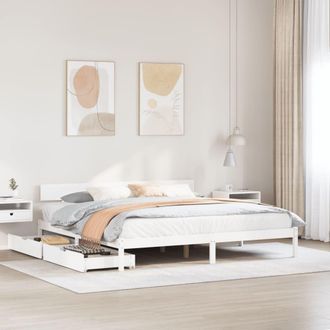 Berkfield Home Bed Frame without Mattress White 180x200 cm Super King Solid Wood Pine