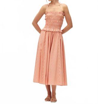 Elodie Paloma Halter Neck Dress In Orange Stripe