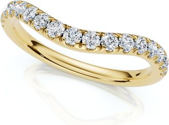 Pompeii3 Curved Diamond Wedding Ring Enhanced 1/3Ct 14k Gold or Platinum Lab Grown