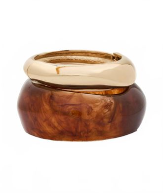 Shashi Tortoise Bangle Bracelet Set In Brown/gold