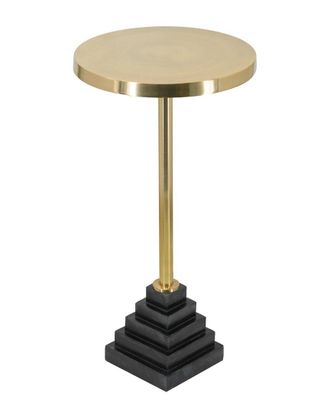 A&B Home Aluminum Side Table With Tiered Marble Base