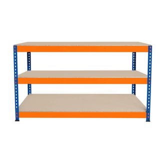 MonsterShop S-Rax 3 Tier Workbench - 150cm x 60cm x 90cm in Orange | Size: 150 cm x 60 cm x 90 cm