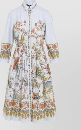 Etro midi shirt dress cinched waist pleated