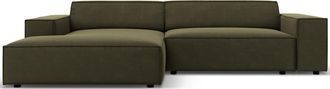 BLOOMINGLOFT 3-Sitzer Design Ecksofa Jodie mit Eckteil links - Samtbezug