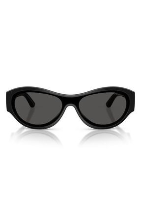 Emporio Armani 136mm Irregular Sunglasses in Shiny Black /Dark Grey at Nordstrom
