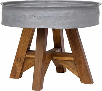 vidaXL Vidaxl - Mesa De Centro De Madera Reciclada Mixta Plateado 60x45 Cm